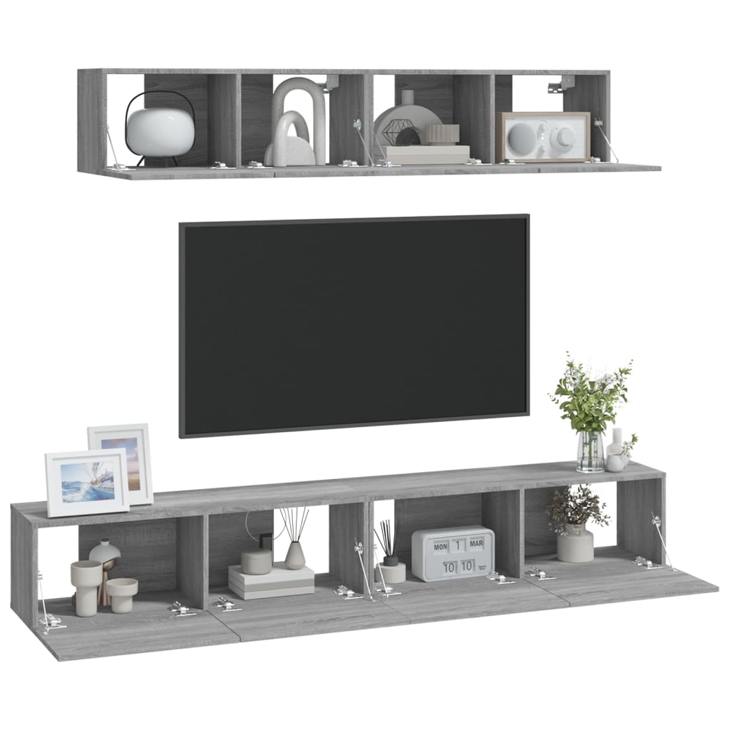 4-tlg. TV-Schrank-Set Weiß Holzwerkstoff