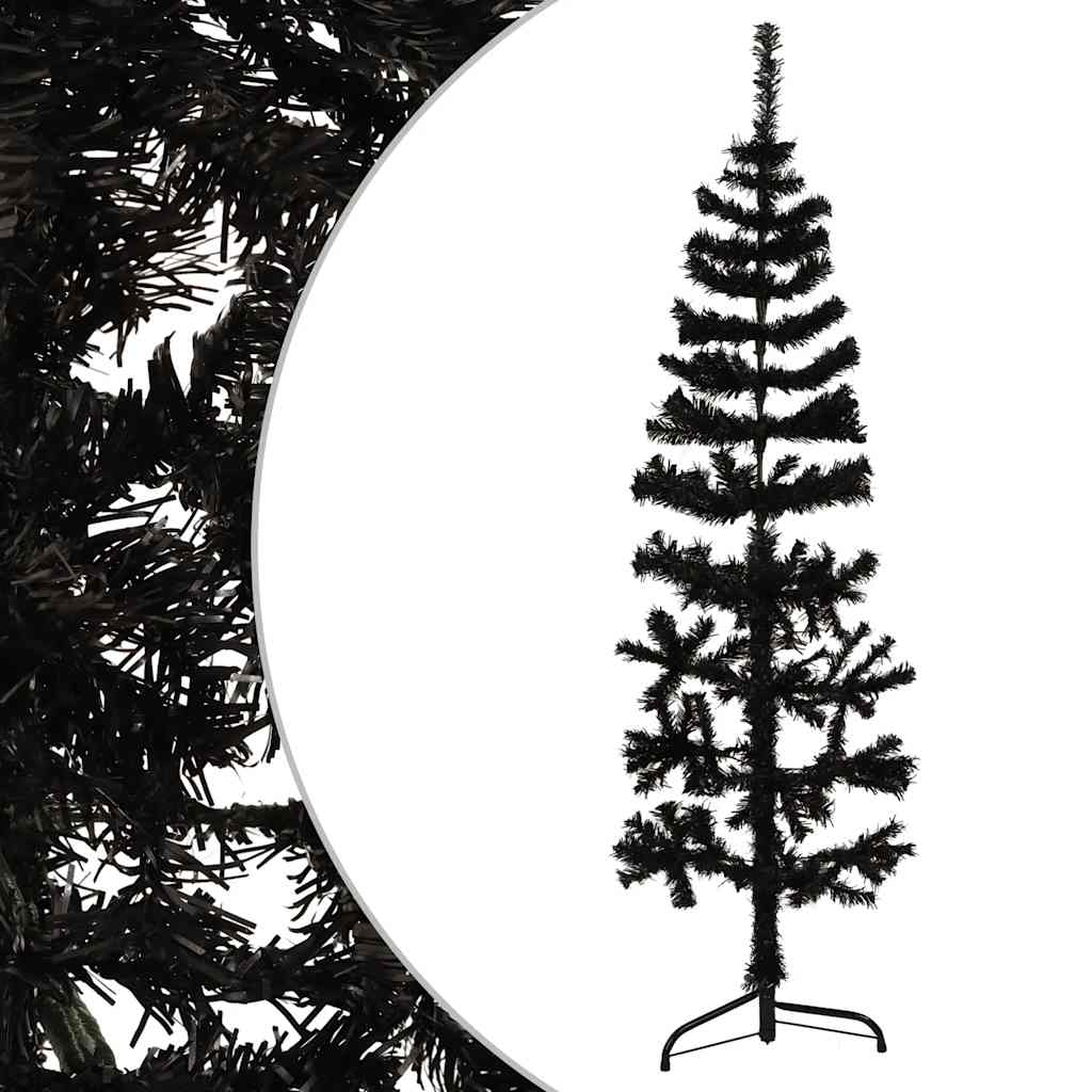 Künstlicher Halb-Weihnachtsbaum mit Ständer Schlank Weiß 180 cm