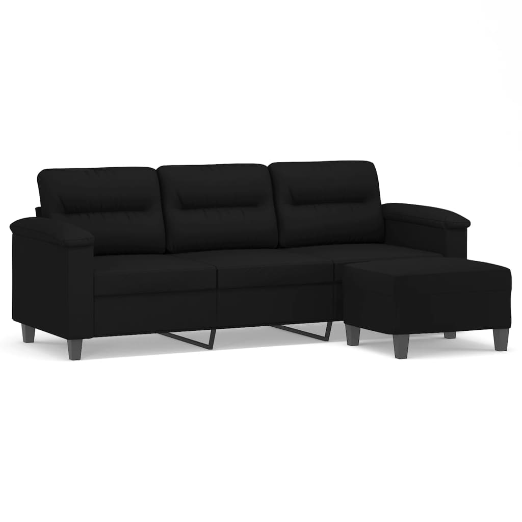3-Sitzer-Sofa mit Hocker Taupe 180 cm Mikrofasergewebe