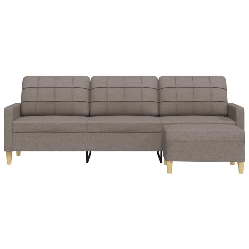 3-Sitzer-Sofa mit Hocker Taupe 180 cm Stoff