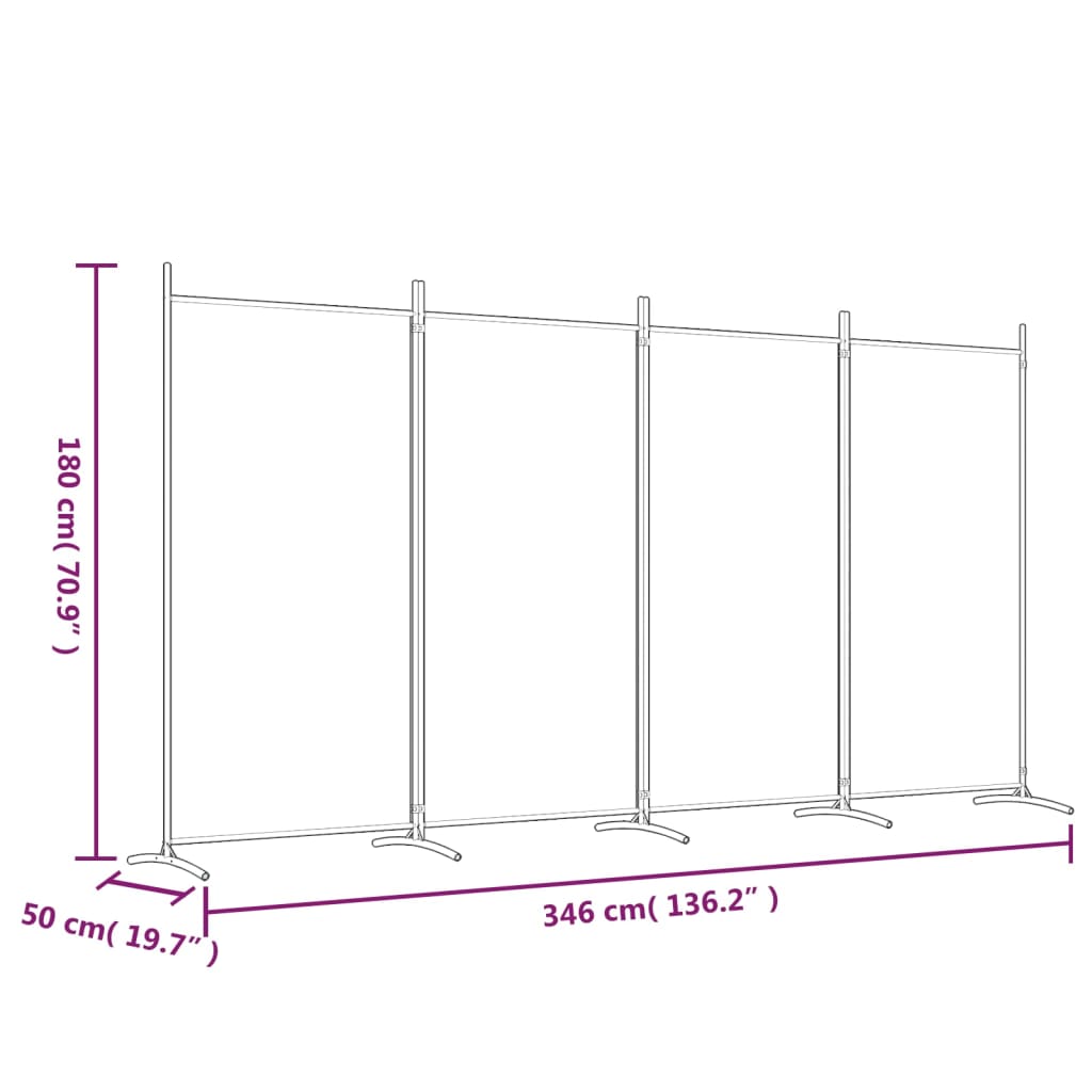 3-tlg. Raumteiler Weiß 260x180 cm Stoff