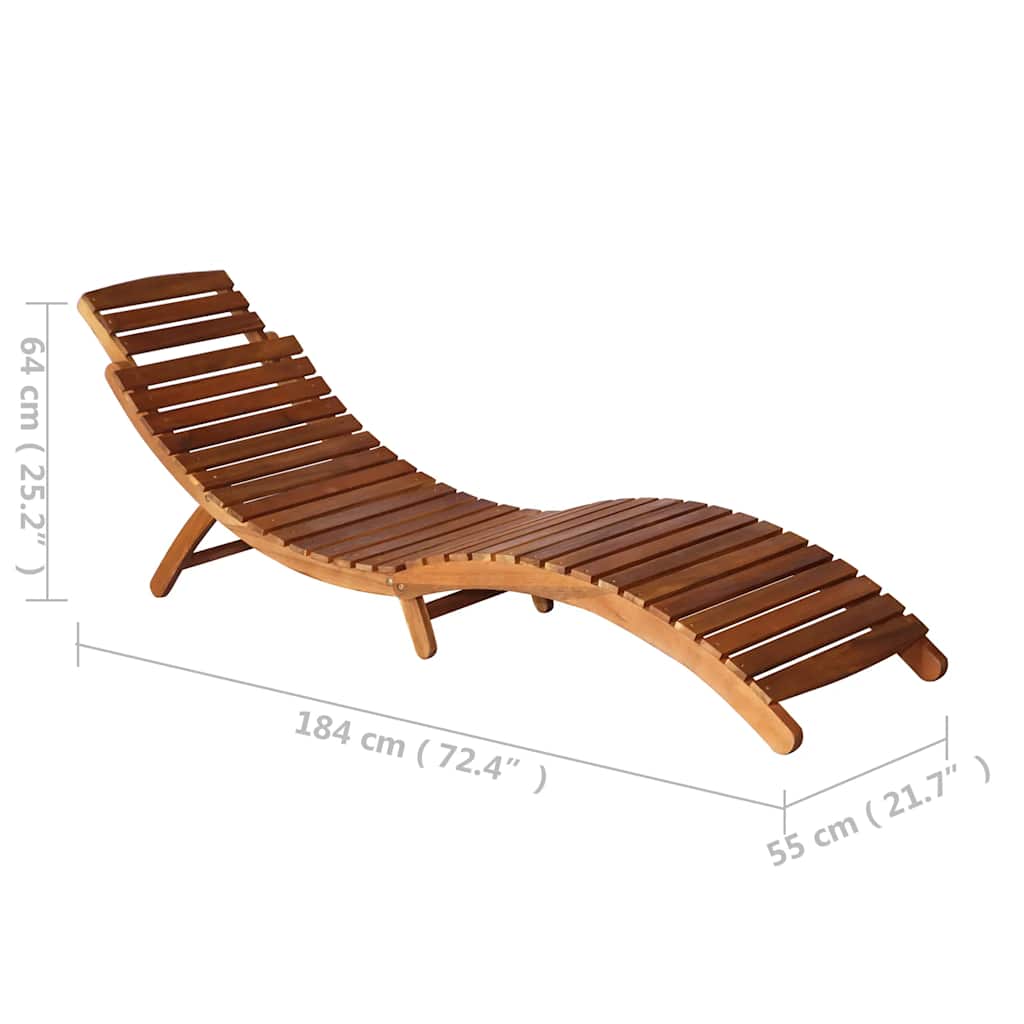 Sonnenliege 2 pcs Braun 55 x 184 x 64cm Massivholz Akazie