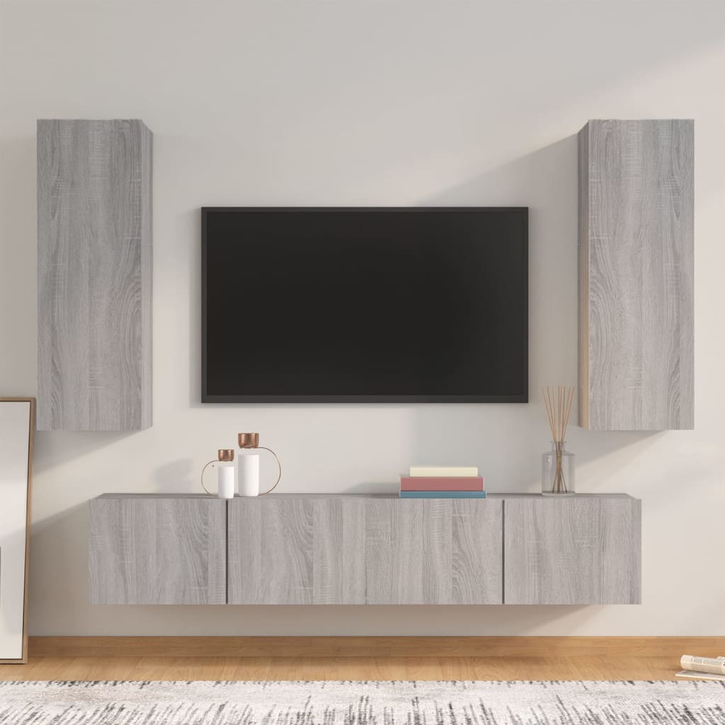 4-tlg. TV-Schrank-Set Weiß Holzwerkstoff