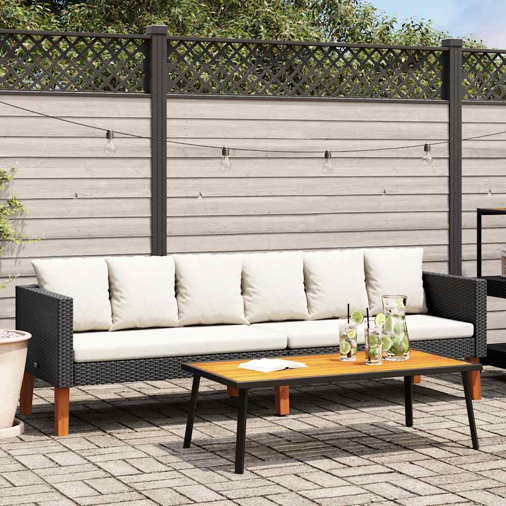 3-Sitzer-Gartensofa mit Auflagen Poly Rattan Beige