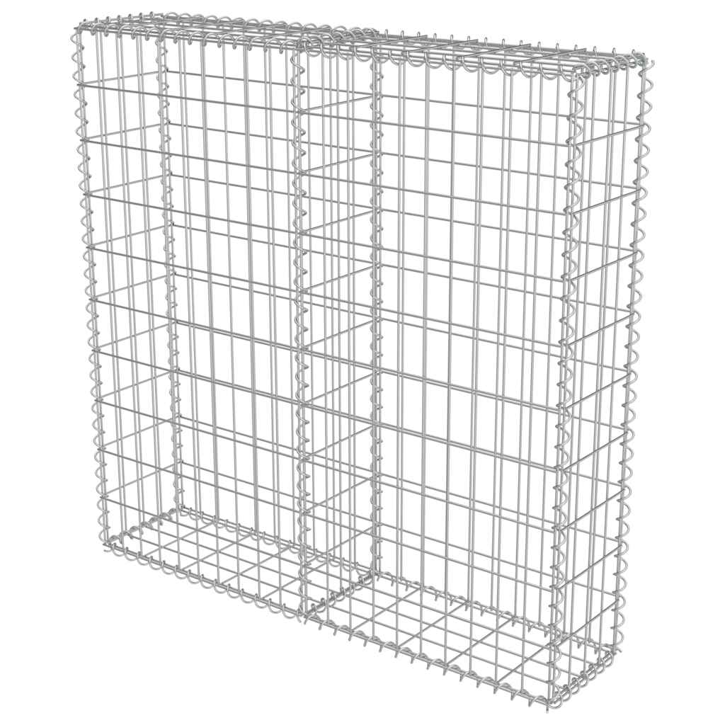 Gabionenwand mit Abdeckung Verzinkter Stahl 20×20×100 cm