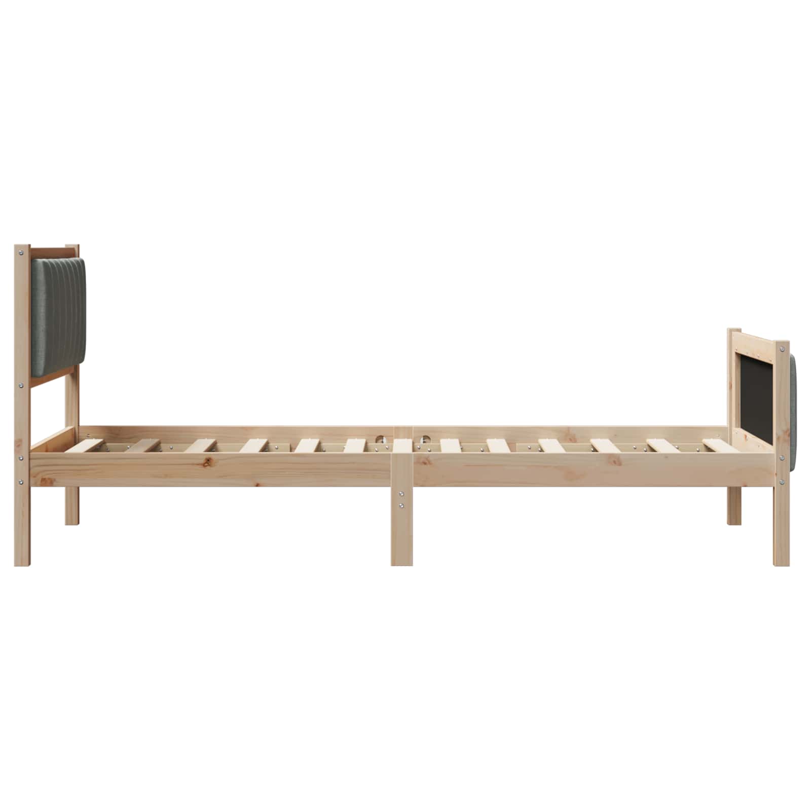 Bettgestell Braun und hellgrau 200 x 200 cm Massivholz Kiefer