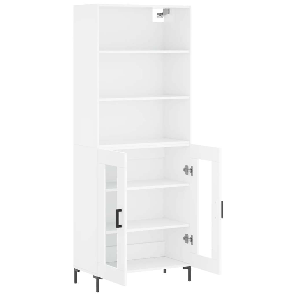 Highboard Hochglanz-Weiß 69,5x34x180 cm Holzwerkstoff
