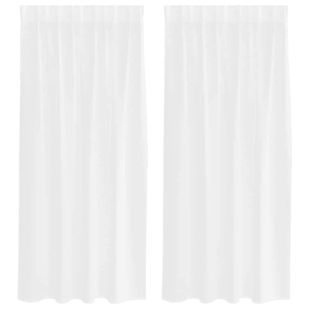Voile-Vorhang mit Vorhängen 2 pcs Weiß 140 x 140 cm Polyester