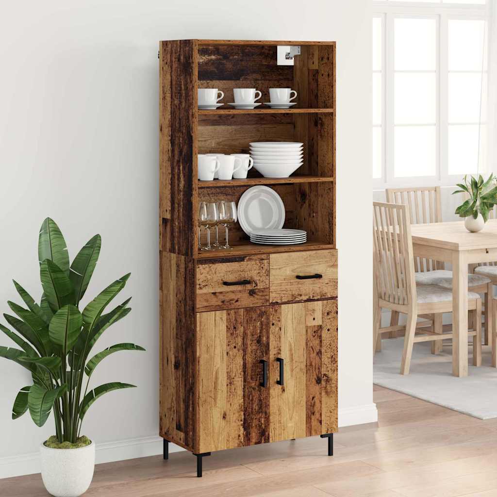 Highboard Hochglanz-Weiß 69,5x34x180 cm Holzwerkstoff