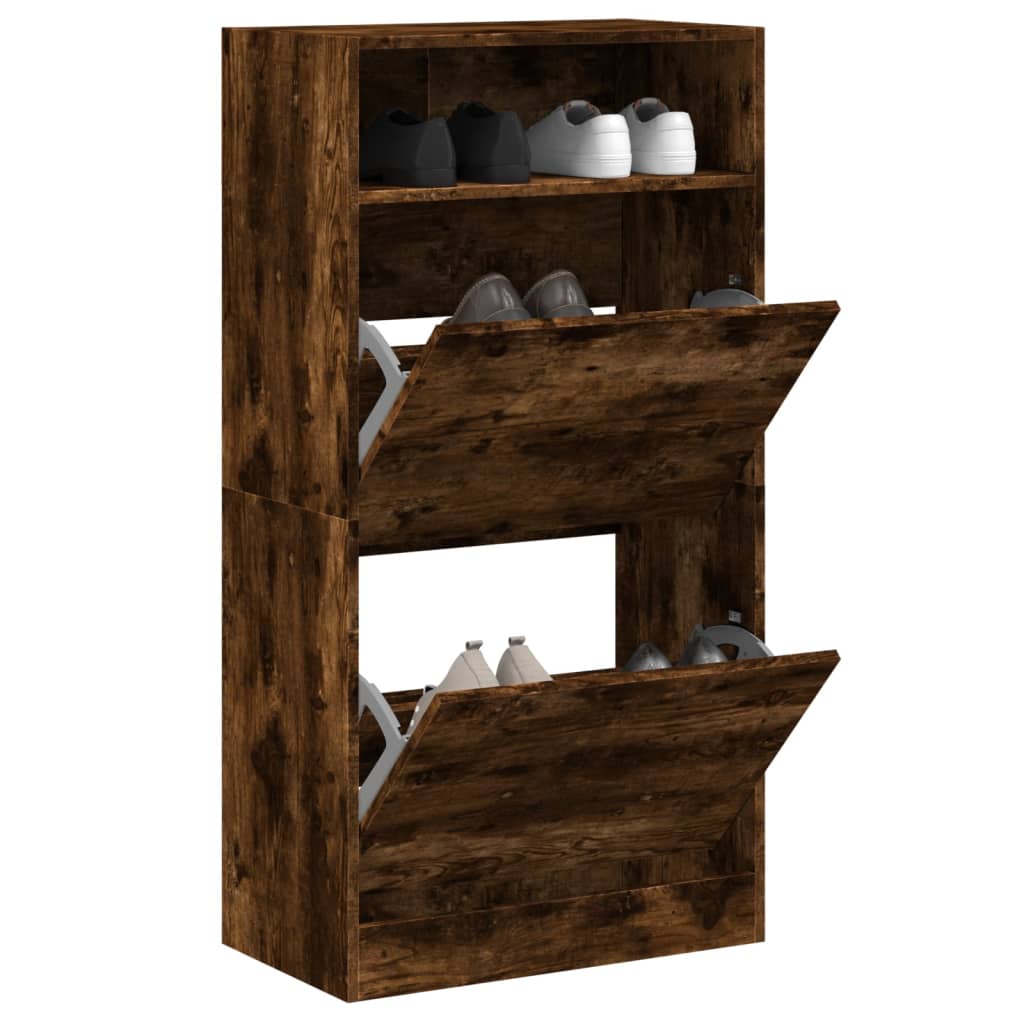 Schuhschrank mit 2 Klappen Weiß 80x34x116 cm