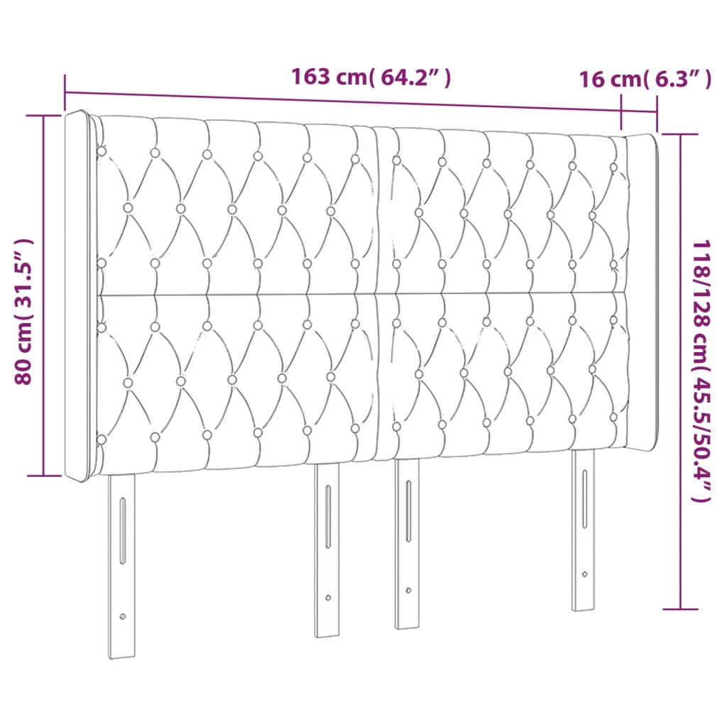 Kopfteil mit Ohren Dunkelblau 93x16x78/88 cm Samt
