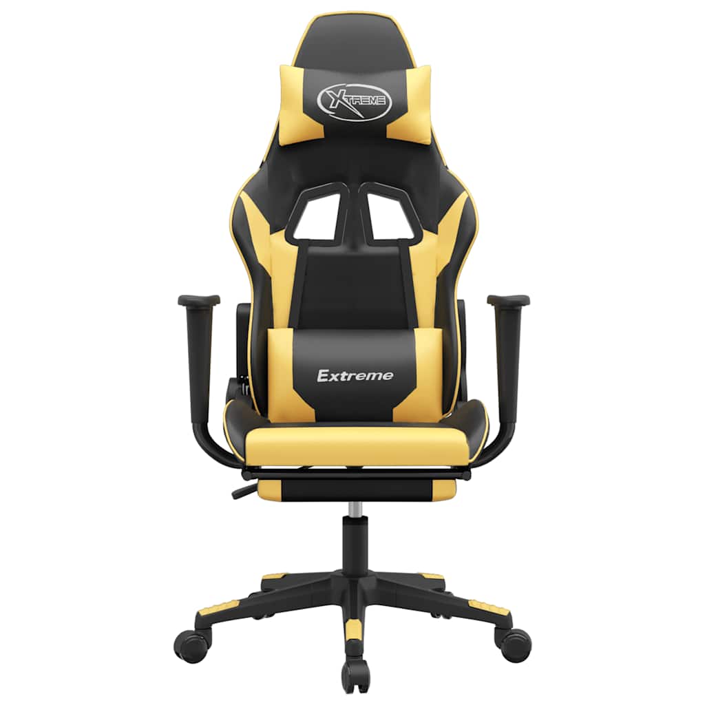 Gaming-Stuhl mit Massagefunktion Schwarz und Blau Kunstleder