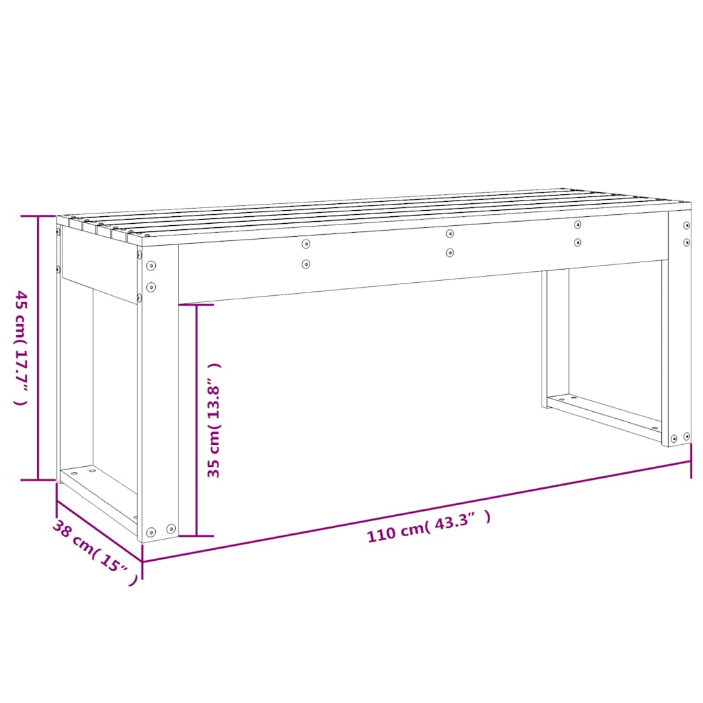 Gartenbank 80x38x45 cm Massivholz Kiefer