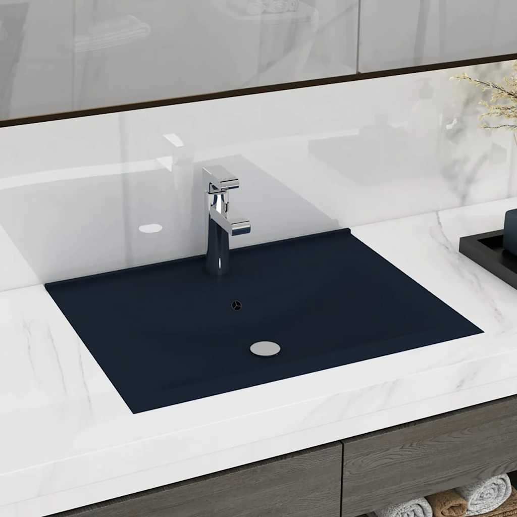 Luxus-Waschbecken mit Hahnloch Matt-Weiß 60x46 cm Keramik