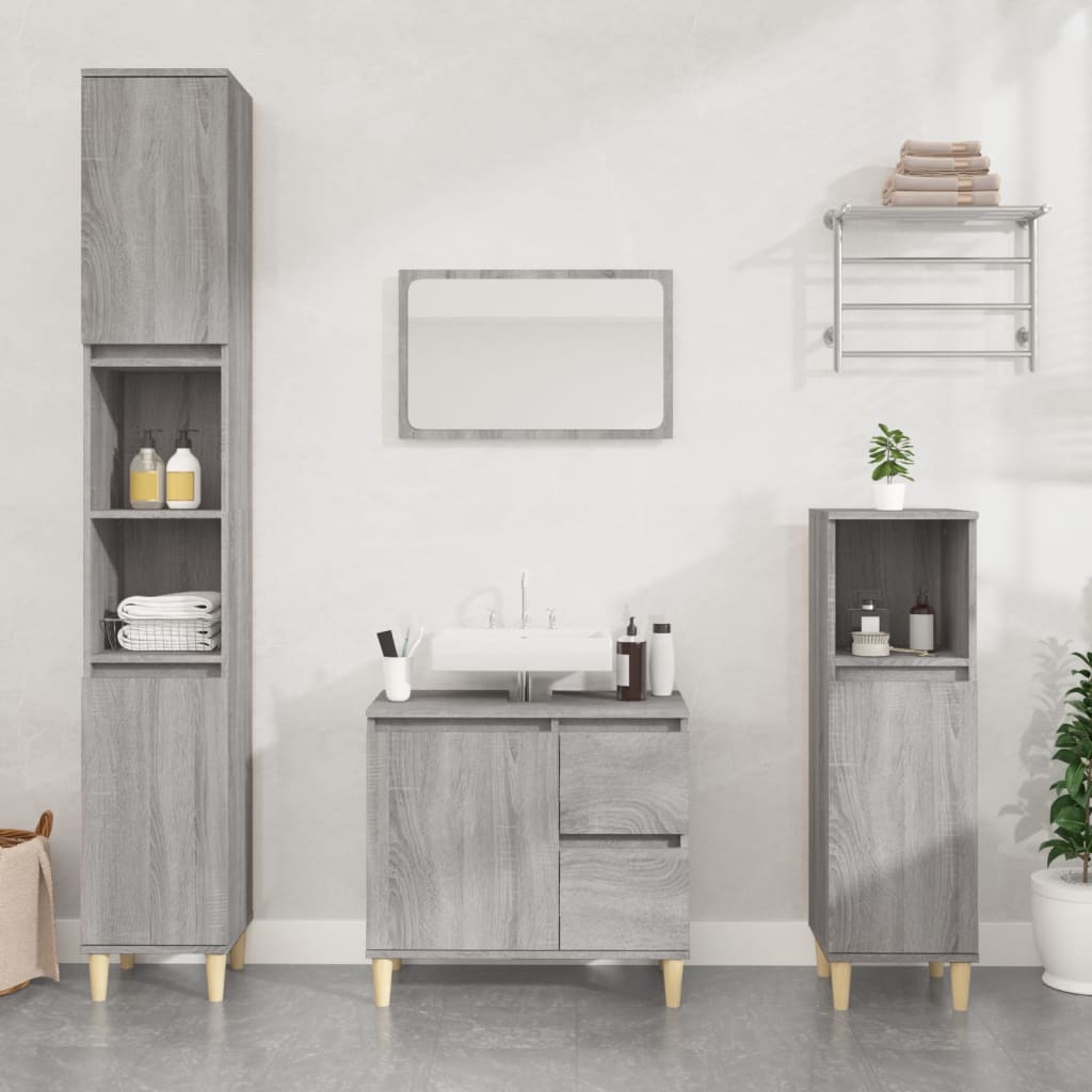 Badschrank Weiß 30x30x100 cm Holzwerkstoff