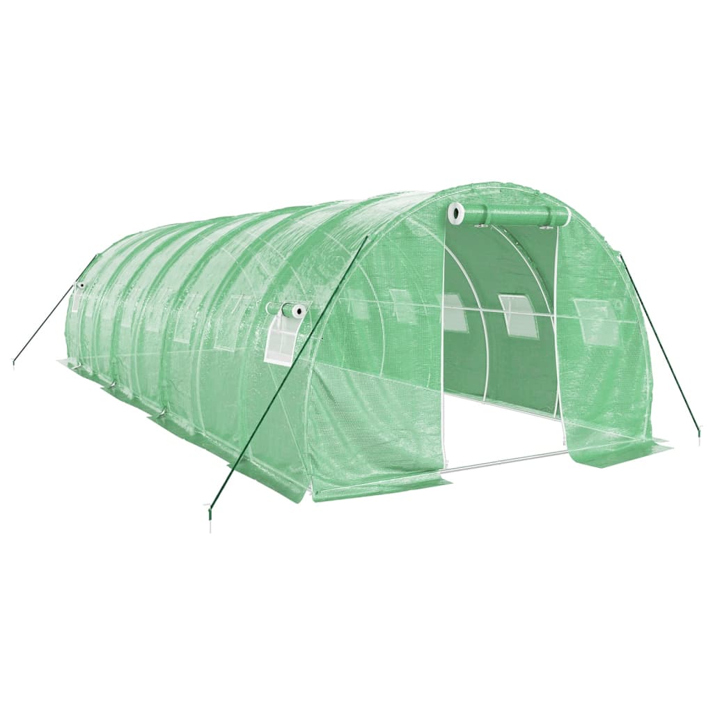 Gewächshaus mit Stahlrahmen Grün 48 m² 16x3x2 m