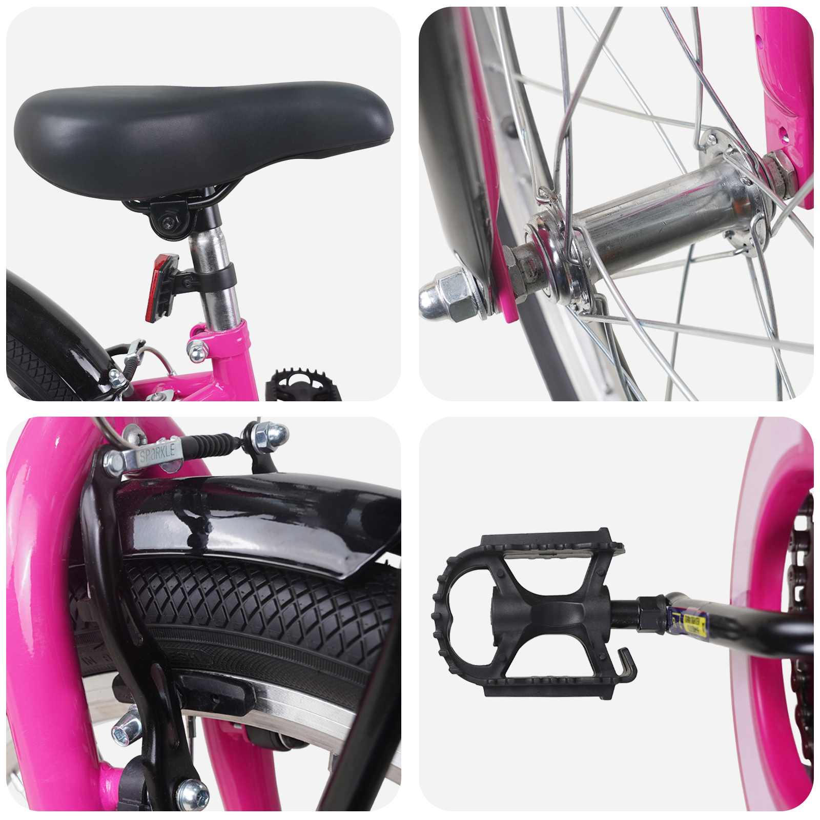 Kinderfahrrad 12 Zoll für 2-4 Jahre alt Rosa und Schwarz