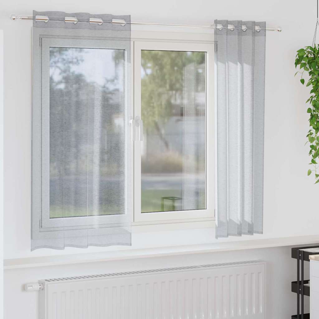 Voile-Vorhang mit Vorhängen 2 pcs Weiß 140 x 140 cm Polyester
