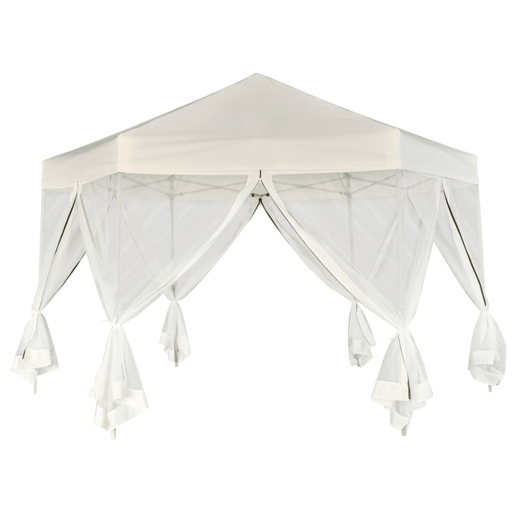 Hexagonal Pop-Up Zelt mit 6 Seitenwänden Dunkelblau 3,6x3,1 m