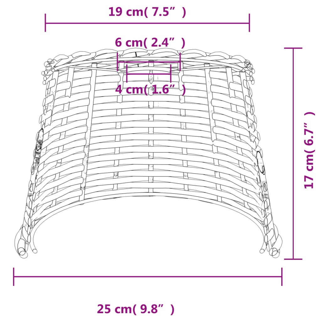 Lampenschirm Weiß Ø15x12 cm Korbweide