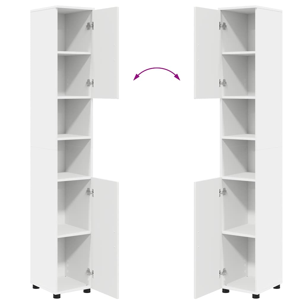 Badezimmermöbel-Set mit Tür 4 pcs Weiß Holzwerkstoff & Metall