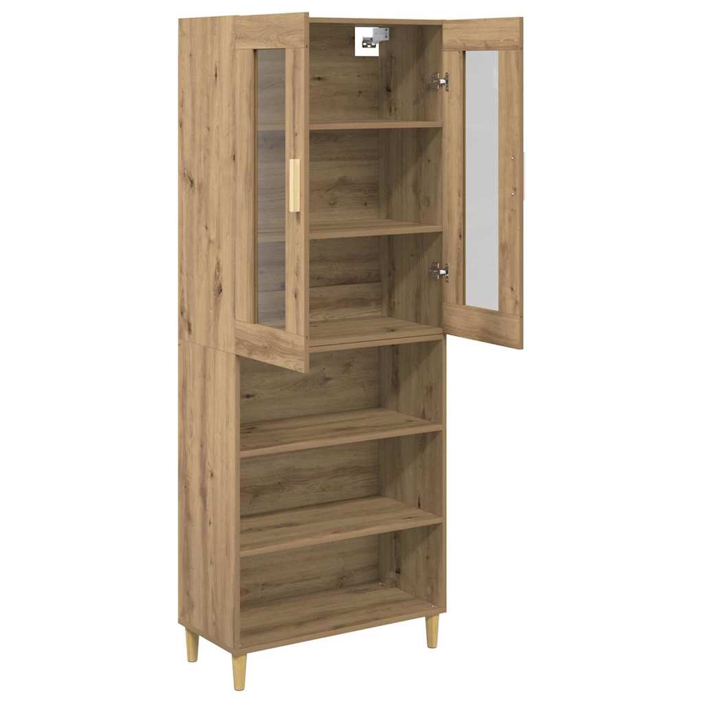 Highboard Altholz 69,5 x 34 x 180 cm Engineered Wood und Glas