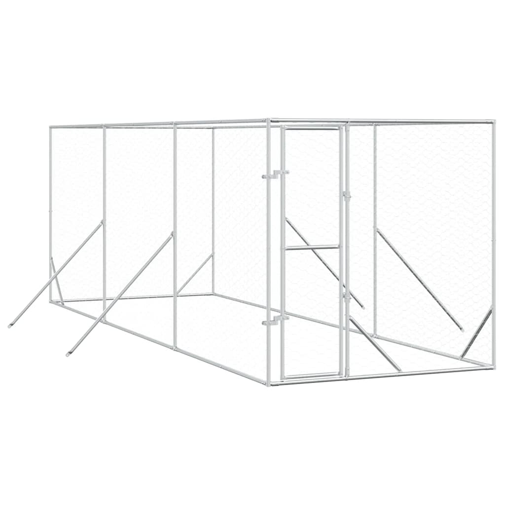 Outdoor-Hundezwinger Silbern 2x2x2 m Verzinkter Stahl