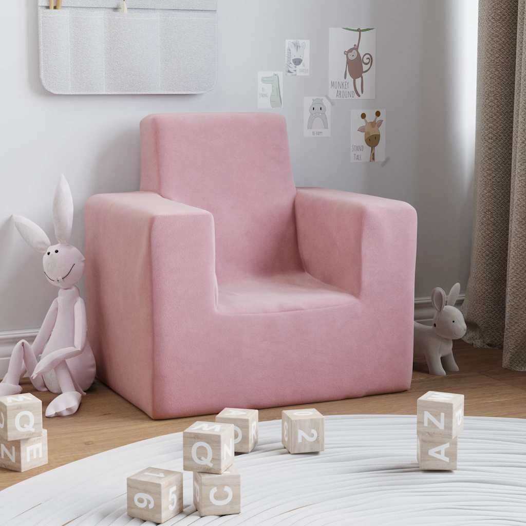 Kinder-Schlafsofa 2-Sitzer Hellgrau mit Sternen Weicher Plüsch