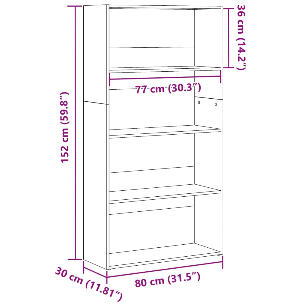 Bücherregal Weiß 80x30x189 cm Holzwerkstoff