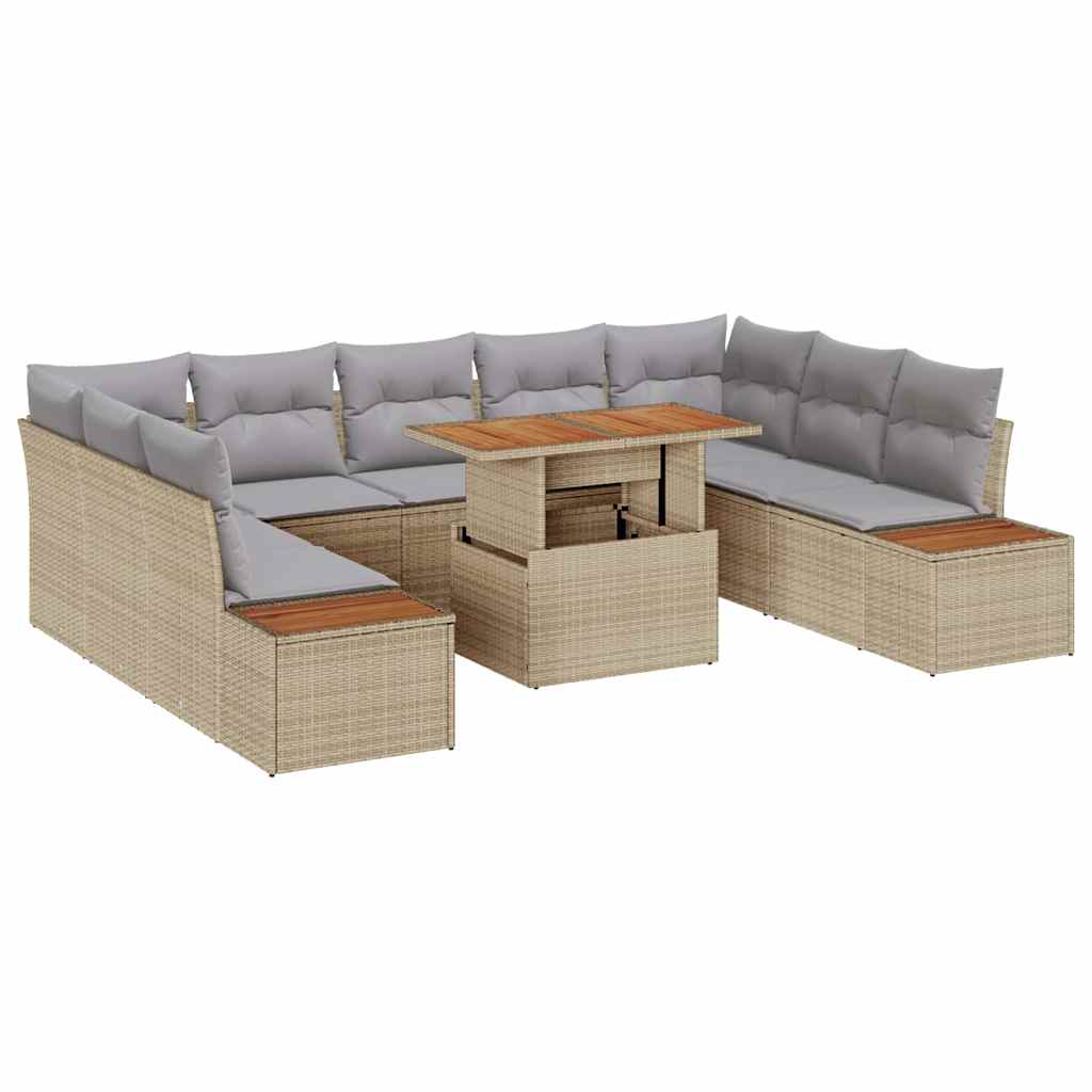 Garten Essgruppe mit Kissen 10 pcs Schwarz und Beige