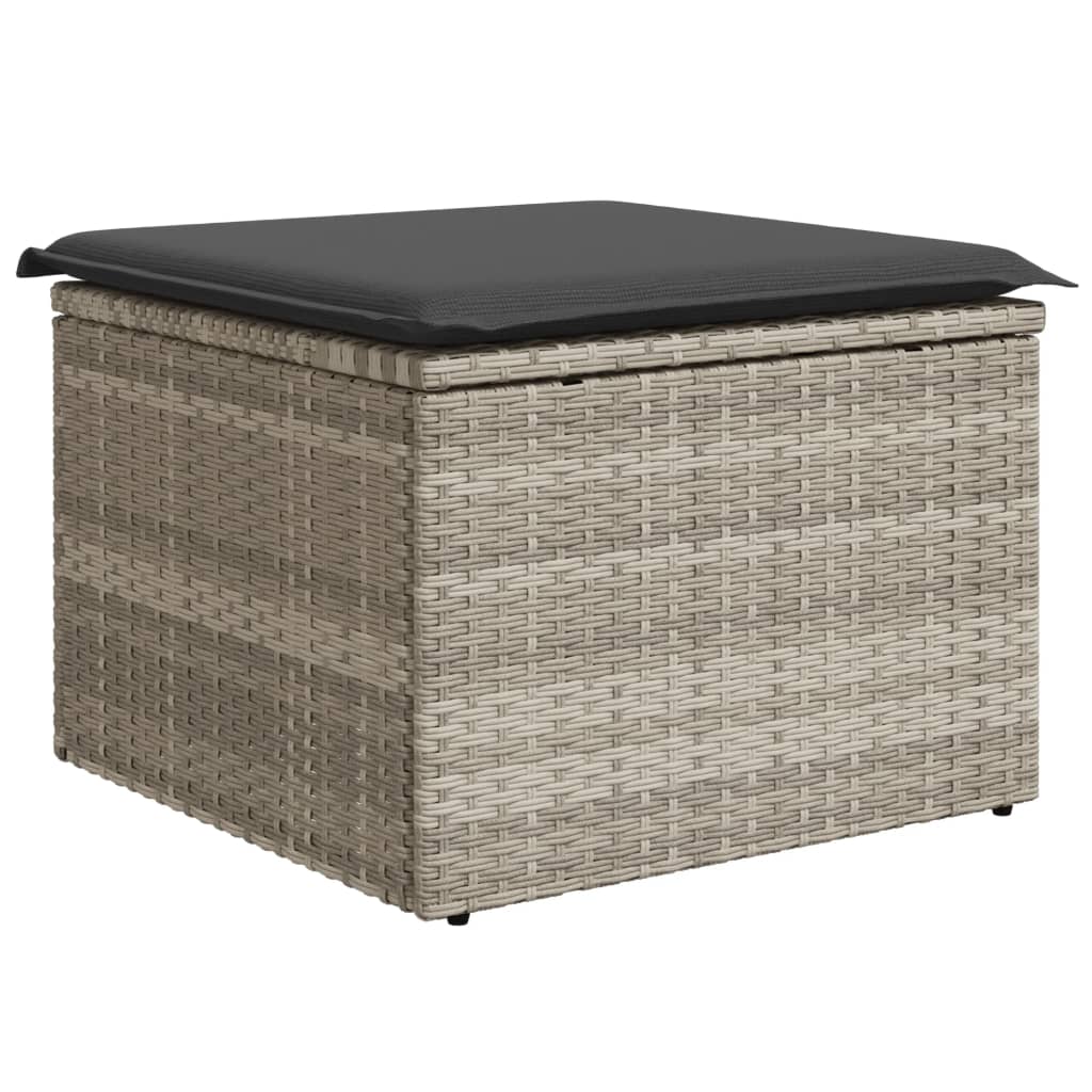 Gartenhocker mit Kissen Schwarz 55x55x37 cm Poly Rattan