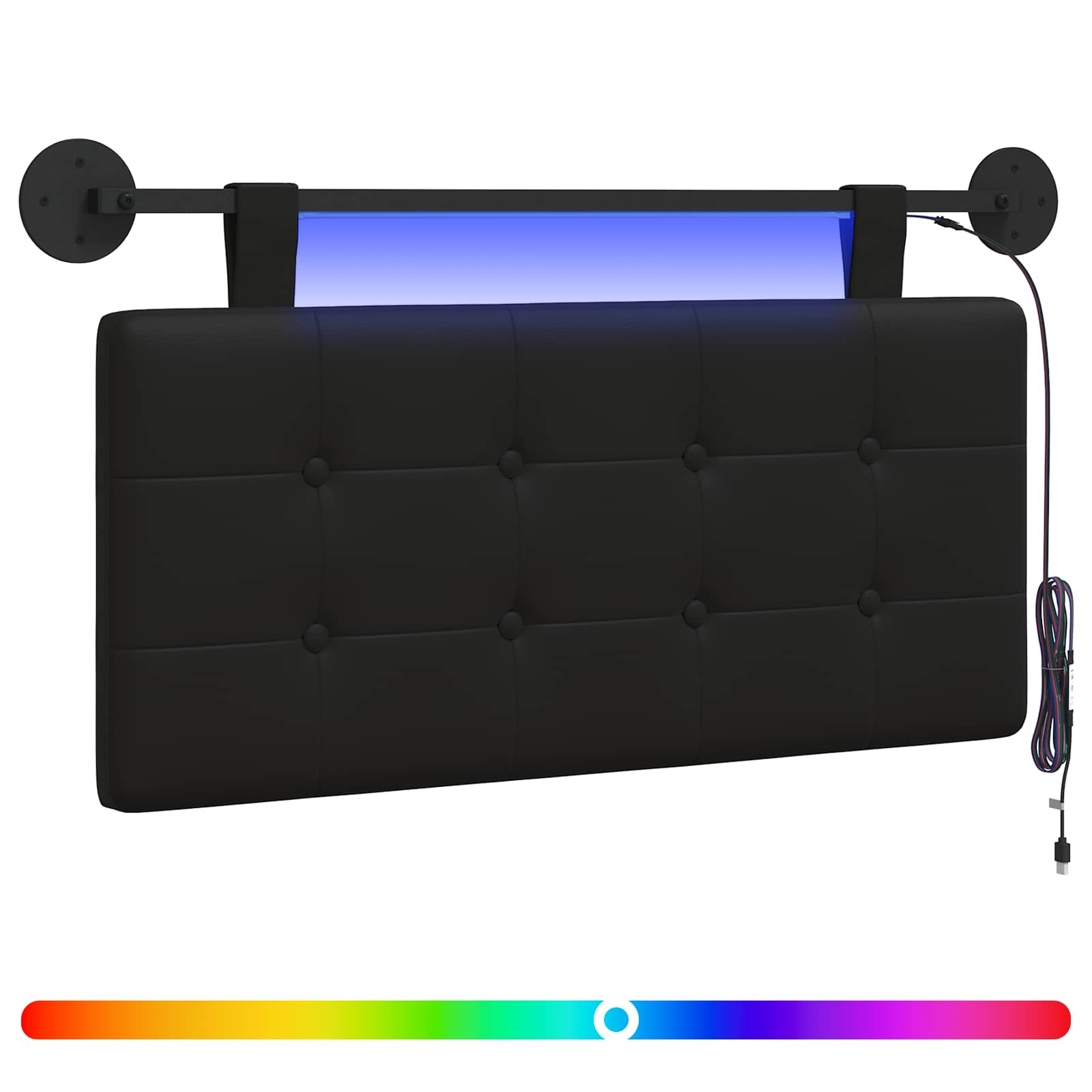 Hängendes Kopfteil Mit LED Licht Creme Kunstleder