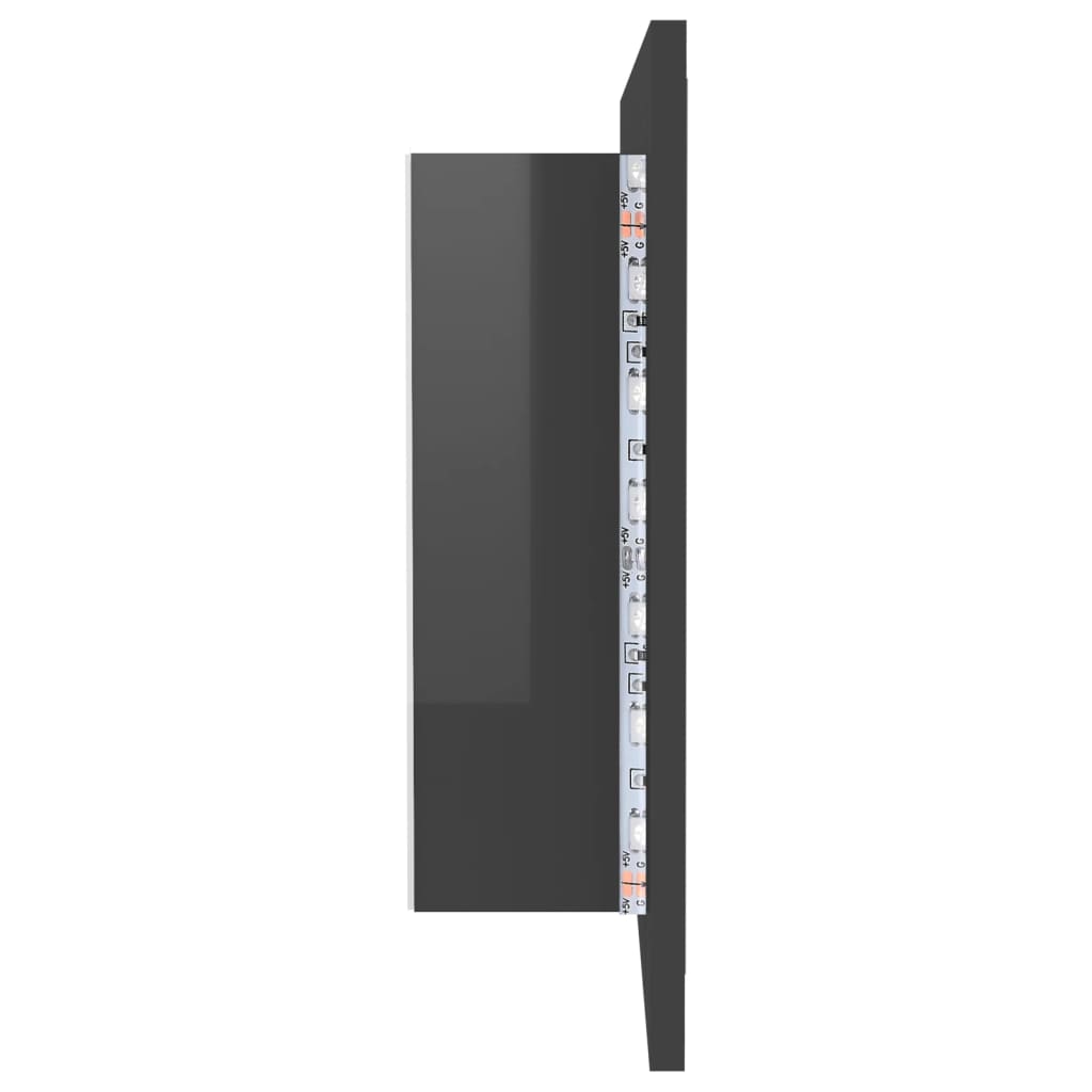 LED-Bad-Spiegelschrank Grau 90x12x45 cm Acryl