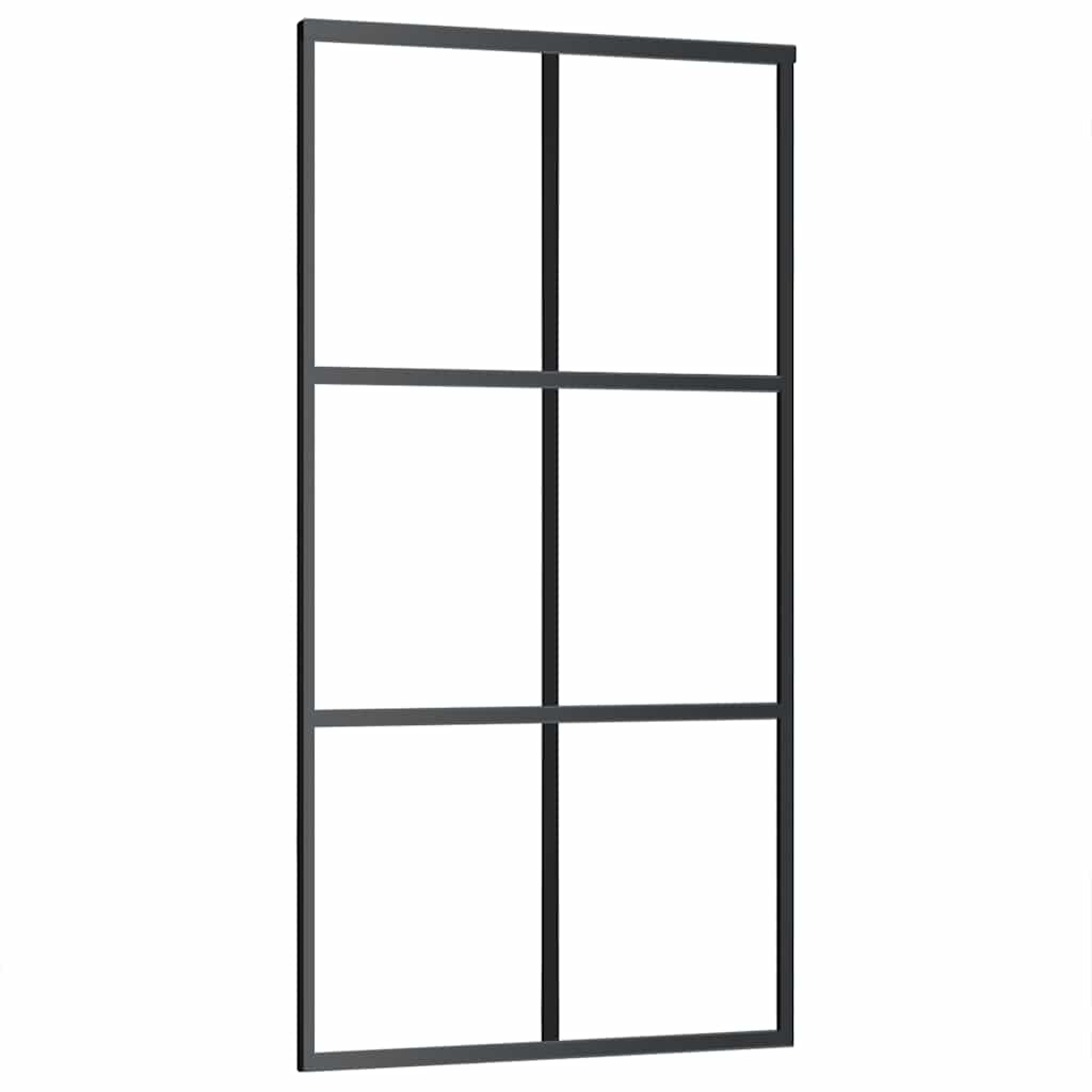 Schiebetür 3-teilig ESG-Glas und Aluminium 76x205 cm Schwarz