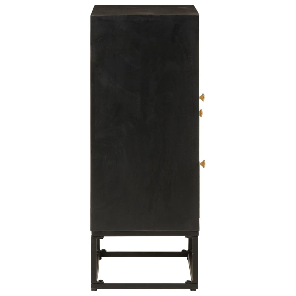 Nachttisch Schwarz 40x30x50 cm Massivholz Mango und Eisen