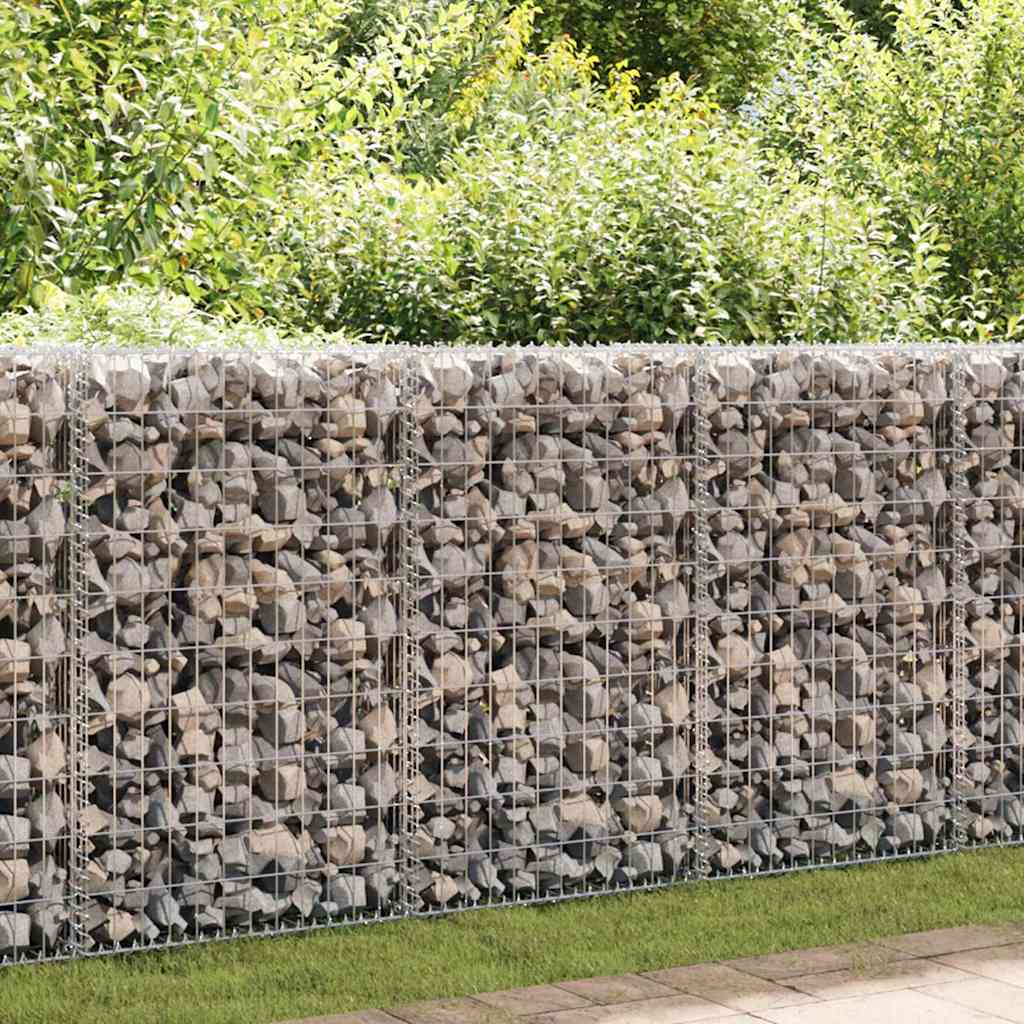 Gabionenwand mit Abdeckung Verzinkter Stahl 20×20×100 cm