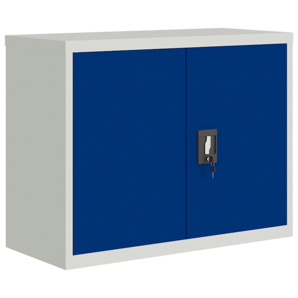 Aktenschrank mit 2 Türen Grau 90 cm Stahl