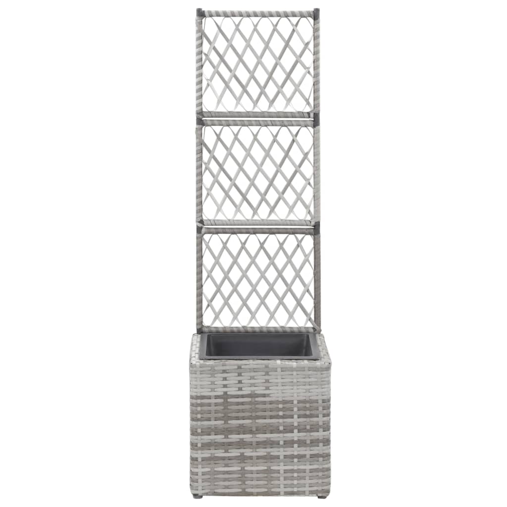 Hochbeet mit Rankgitter 1 Topf 30x30x107cm Poly Rattan Schwarz