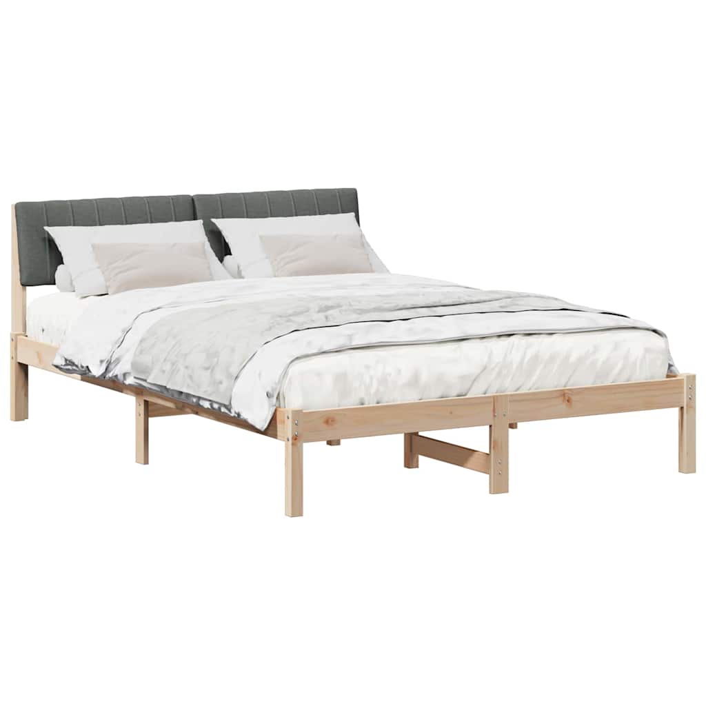 Bettgestell Braun und hellgrau 200 x 200 cm Massivholz Kiefer