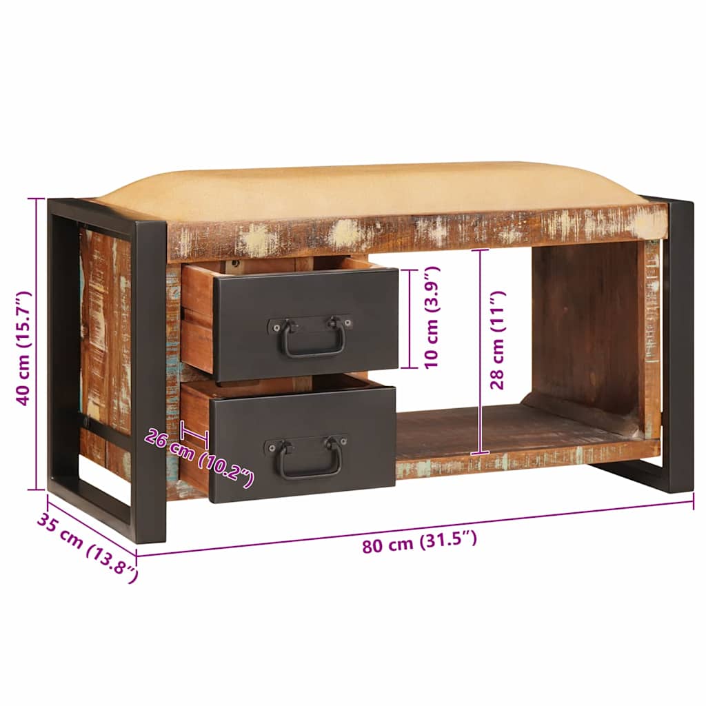 Sitzbank mit Stauraum Braun 80 x 35 x 40 cm Massivholz Mango