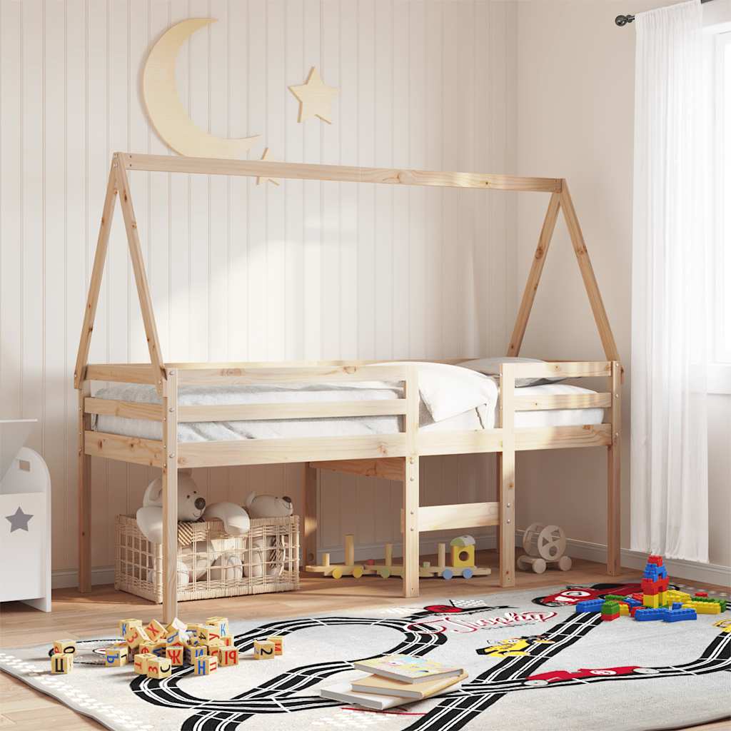 Dach für Kinderbett Weiß 209x95,5x88 cm Massivholz Kiefer