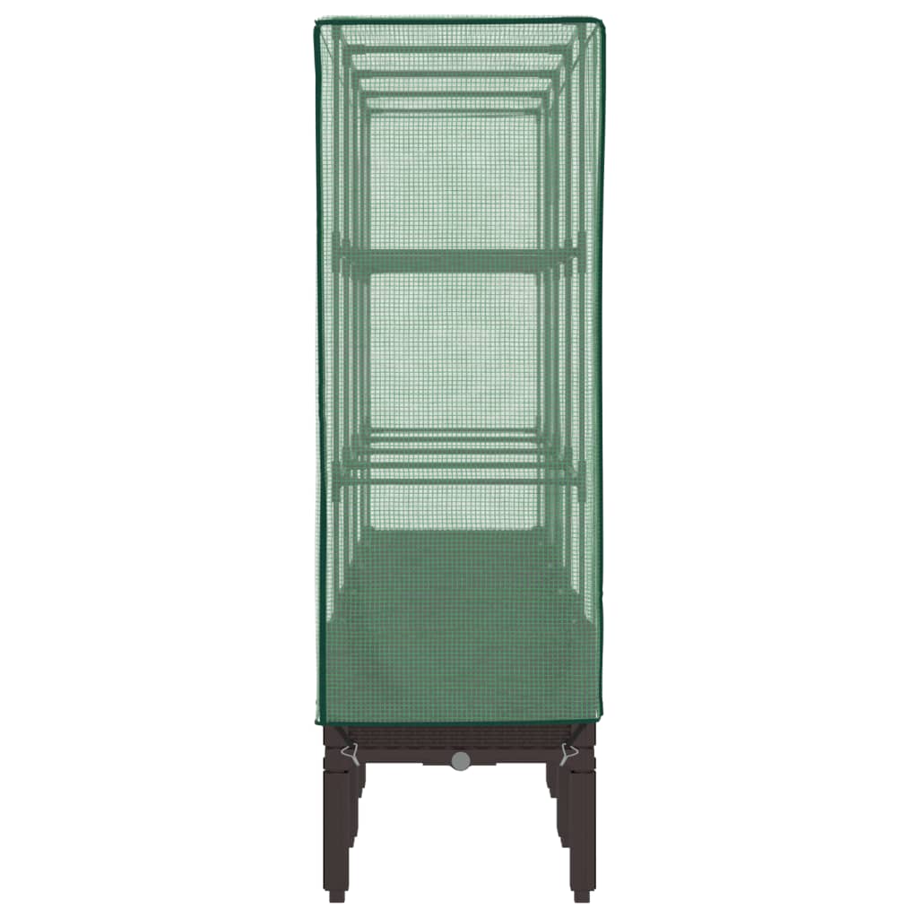 Hochbeet mit Gewächshaus-Aufsatz Rattan-Optik 40x40x140 cm