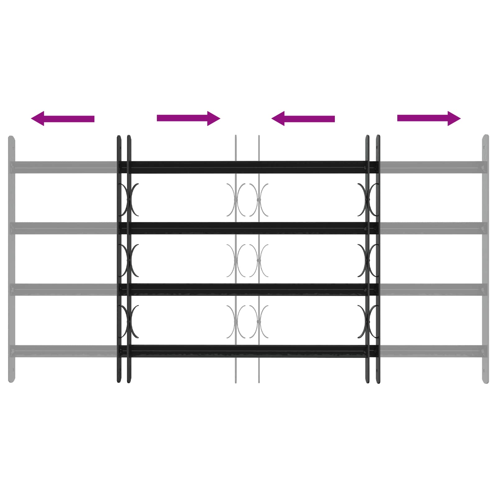Fenstergitter 76 x 30 cm Pulverbeschichteter Stahl Schwarz
