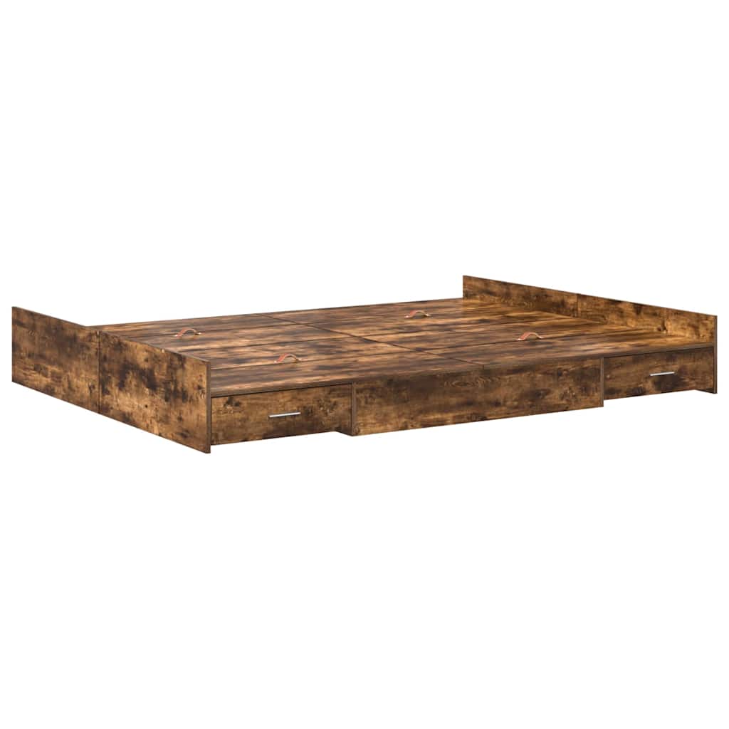 Aufbewahrungsbettgestell Weiß 200 x 200 cm Holzwerkstoff