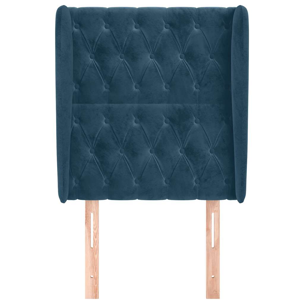 Kopfteil mit Ohren Dunkelblau 93x23x78/88 cm Samt