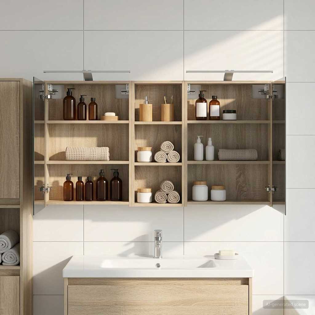 Badezimmerschrank-Set 3 pcs 80 x 10,5 x 50 cm Holzwerkstoff