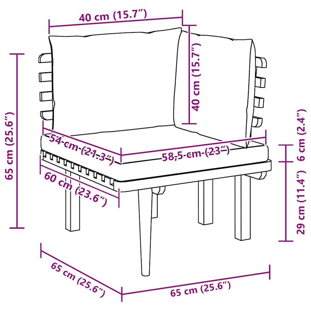2-Sitzer-Gartensofa mit Kissen Massivholz Akazie