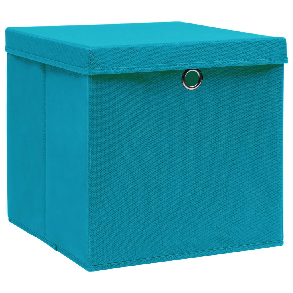 Aufbewahrungsboxen mit Deckeln 10 Stk. 28x28x28 cm Schwarz