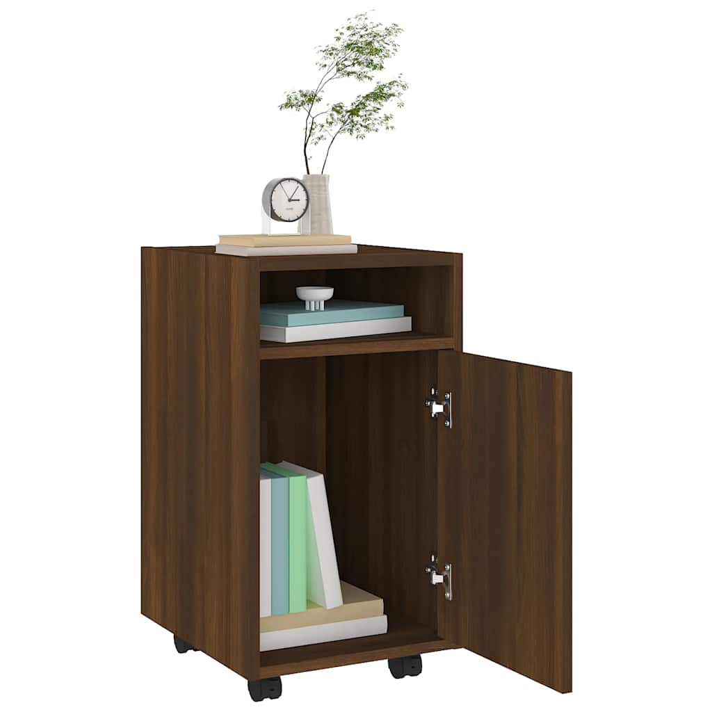 Beistellschrank mit Rollen Weiß 33x38x60 cm Holzwerkstoff