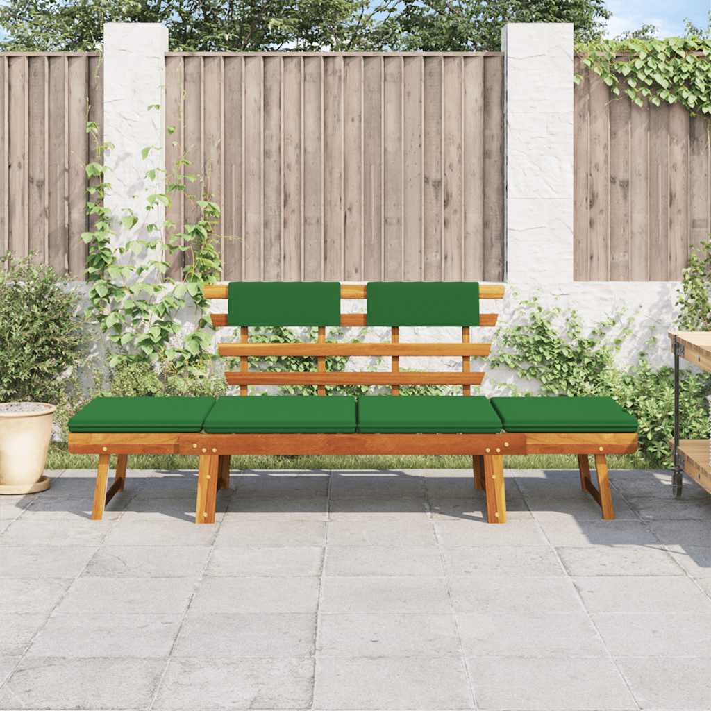 Gartenbank mit Auflagen 2-in-1 190 cm Grau Massivholz Akazie